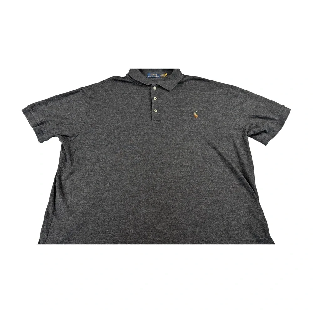 Polo Ralph Lauren Mens 2XB Polo Shirt Charcoal Gray Heather Short Sleeve Logo